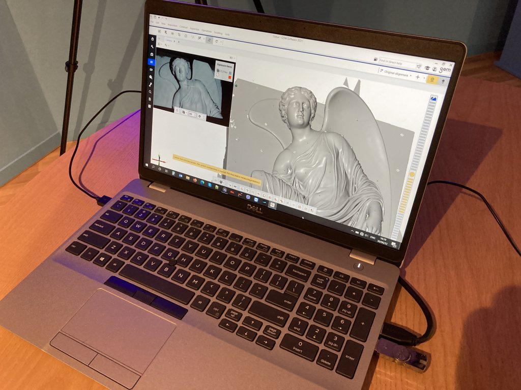 Polygonized mesh of historical statue in ZEISS INSPECT software