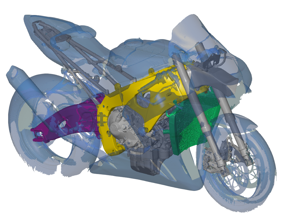 3D scan of a motorcycle in the ZEISS INSPECT software